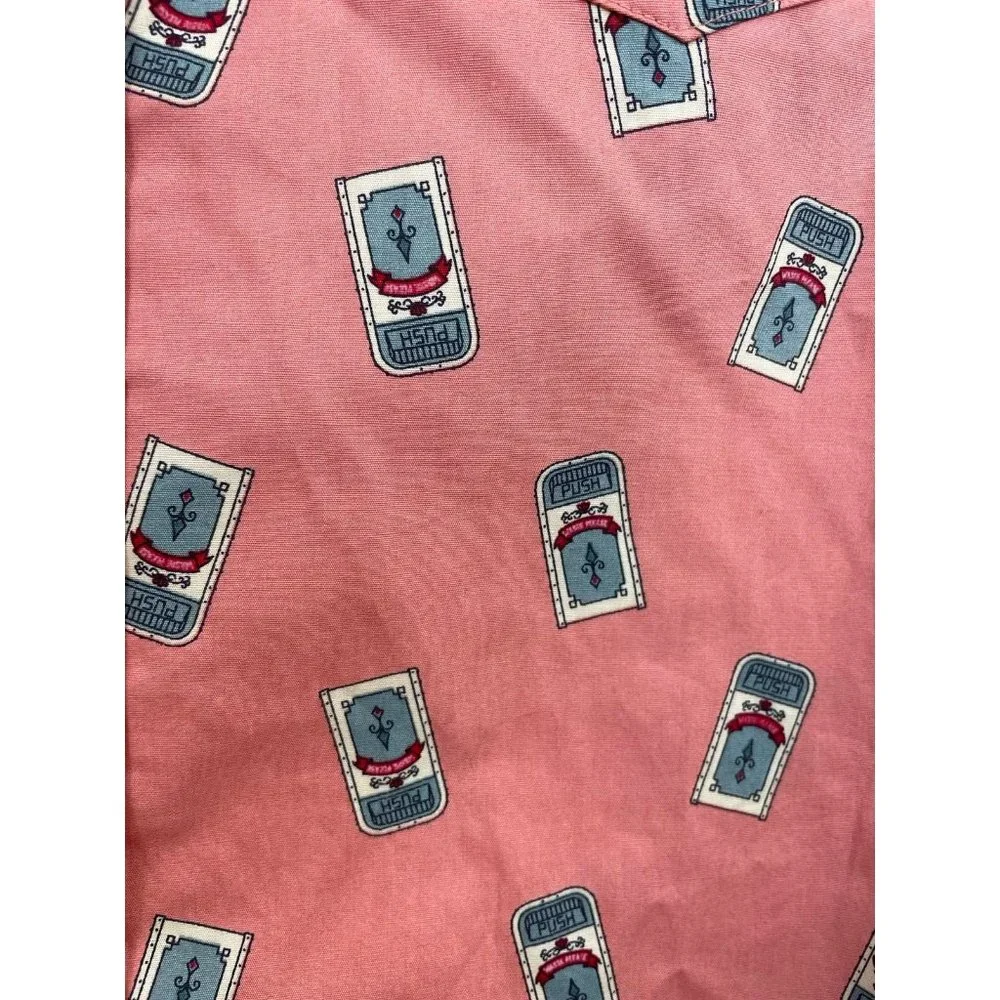 Disney Orange Short Sleeve Button-Down Shirt with Character Print